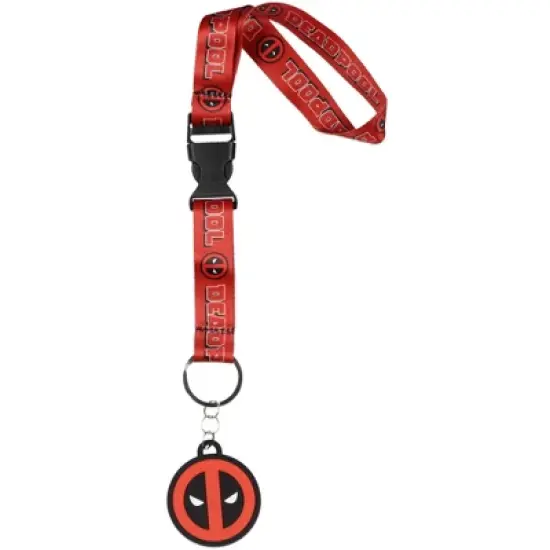 Marvel Deadpool Logo Wrist Strap Lanyard for Keys with 2" Rubber Keychain image {5}