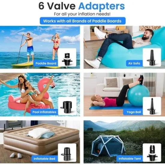 SereneLife High Pressure SUP Air Pump - Black & Orange image {2}