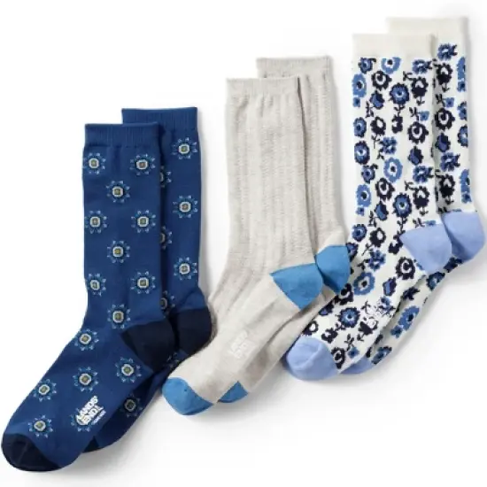 Lands' End Women's 3-Pack Seamless Pattern Crew Socks image {6}