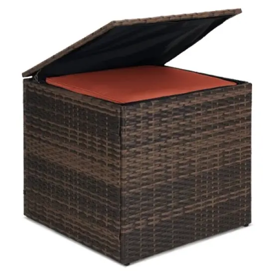 6pc Wicker Outdoor Conversation Set with Cushions - Orange - EDYO LIVING image {14}