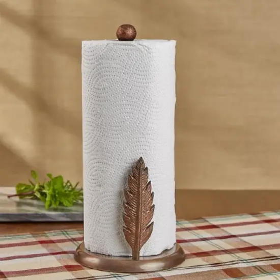 Park Designs Pheasant Feather Paper Towel Holder - Bronze Gold image {1}