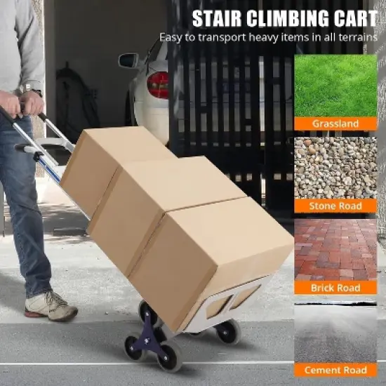 Heavy Duty 2-in-1 Aluminum Hand Truck with Stair Climbing Triangle Wheels &ndash; 650 Lb Capacity Convertible Dolly with Dual Handles image {5}