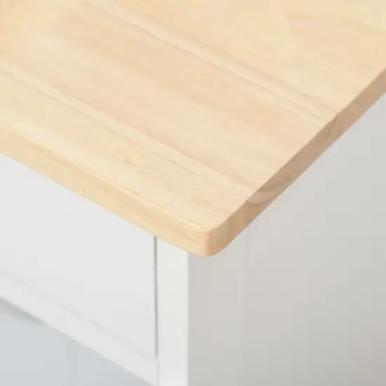 HOMCOM Bar Cart Rolling Kitchen Island on Wheels with 9-Bottle Wine Rack, Small Kitchen Cart Kitchen Storage Cabinets, Wooden Countertop, White image {4}