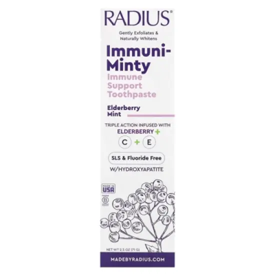 RADIUS Immuni-Minty, Immune Support Toothpaste, Elderberry Mint, 2.5 oz (71 g) image {1}