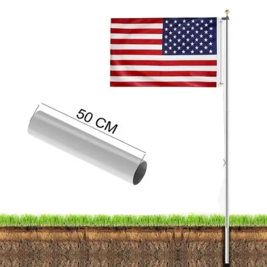 Telescopic Flag Pole Kit, Extra Thick Aluminum Flagpole, Outdoor Heavy Duty Weather Resistant Flag Poles With 3'x5' USA Flag image {4}