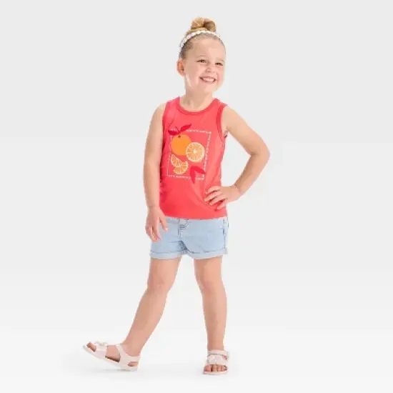 Toddler Girls' 'Oranges' Graphic Tank Top - Shirt - Cat & Jack&trade; Coral Orange image {3}