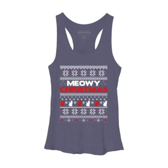Women's Design By Humans Meowy Christmas Funny Xmas Gift Shirt By thebluebabi Racerback Tank Top image {4}