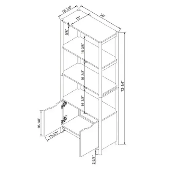 72.25" Scandi Bookcase with Three Shelves And Cabinet Storage Natural - Room Essentials&trade; image {5}