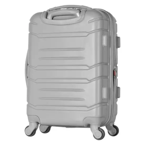 Olympia Denmark 21 Inch Expandable Carry On 4 Wheel Spinner Multiple Grip Luggage Suitcase with Aluminum Locking System and Interior Divider, Silver image {1}