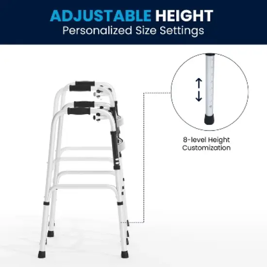 Flash Furniture Lightweight Adjustable Height Folding Walker w/ Dual Frame Types in Silver/Black image {12}