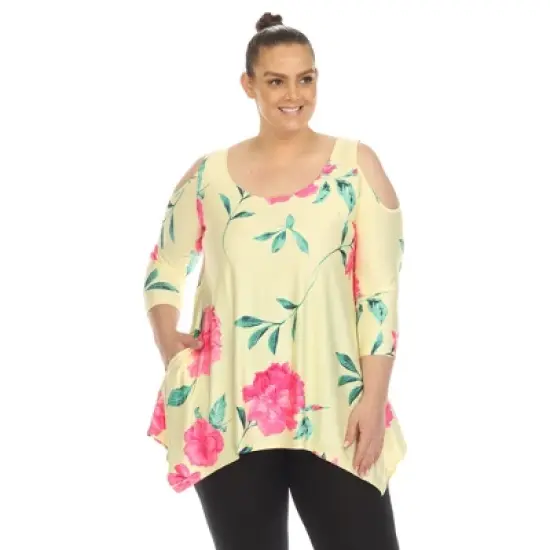 Plus Size Floral Printed Cold Shoulder Tunic image {8}