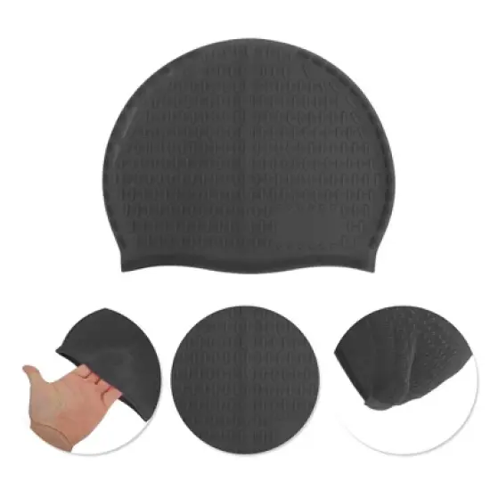 Unique Bargains Silicone Stripe Pattern Swimming Cap 1 Pc image {2}