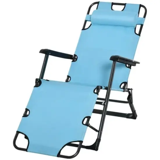 Resenkos Lounge Chair Outdoor, Patio Lounge Chair,Folding Chaise Lounge Chair for Outside, 2-in-1 Tanning Chair with Pillow & Pocket, Red image {5}
