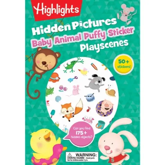 Baby Animal Hidden Pictures Puffy Sticker Playscenes - (Highlights Puffy Sticker Playscenes) (Paperback) image {1}