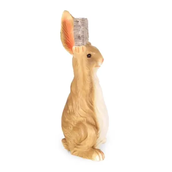 23.75" Concrete Corneu Outdoor Rabbit Garden Statue - White and Brown - Christopher Knight Home image {3}