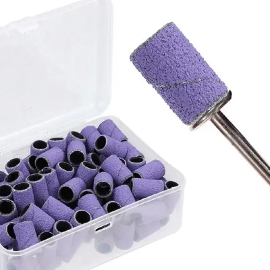 Unique Bargains Nail Drill Bits 80 Grit Sanding Bands Set 100 Pcs Purple image {5}