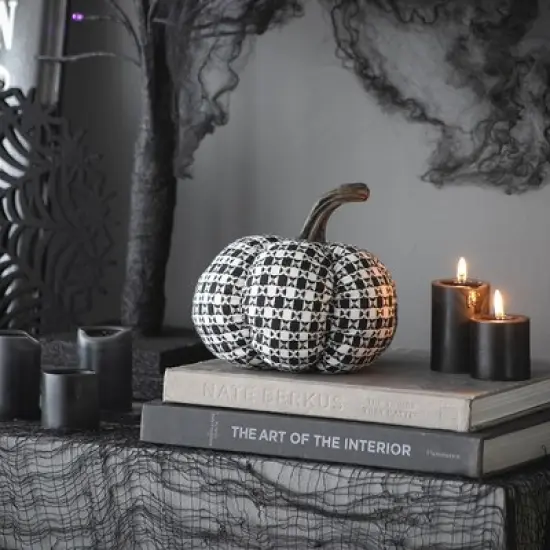 Whisen Fabric Plaid Pumpkin Decor, Holiday Halloween Decoration image {10}