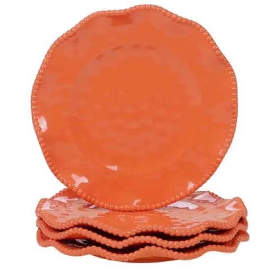 12pc Melamine Perlette Dinnerware Set Coral - Certified International: Solid Pink Dish Set, Service for 4, Dishwasher-Safe image {2}