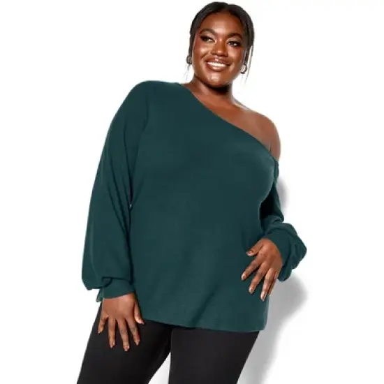 Women's Plus Size Shoulder Lust Top - emerald | CITY CHIC image {8}