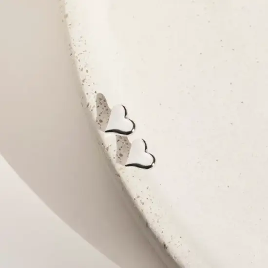 Girls' Classic Polished Heart Screw Back Sterling Silver Earrings - In Season Jewelry image {3}