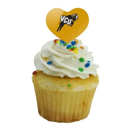 NCAA Virginia Commonwealth University Secondary Heart Love Cupcake Picks Toppers Decoration Set of 6 image {4}
