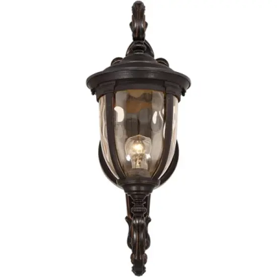 John Timberland Bellagio Vintage Rustic Outdoor Wall Light Fixture Veranda Bronze 26" Amber Hammered Glass for Post Exterior Barn Deck House Porch image {4}