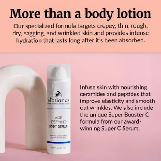 Vibriance Age Defying Body Serum for Youthful Skin, Hydrating, Anti-Aging Skin Rejuvenation, Wrinkle and Crepe Corrector, 4.5 fl oz (133 ml) image {4}