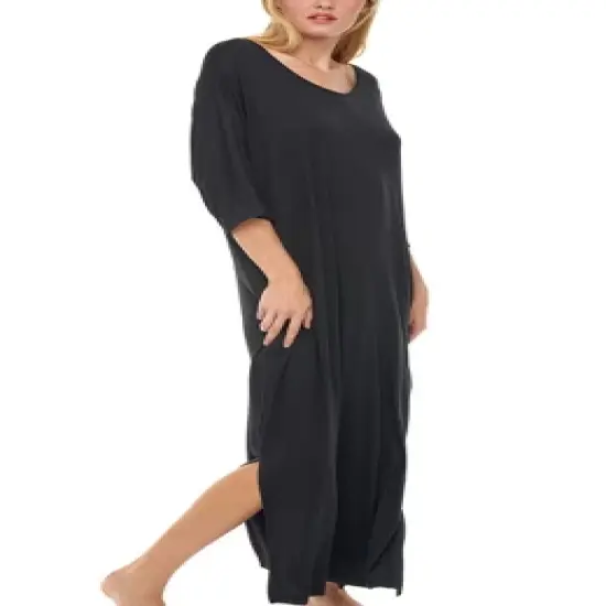 Women's Soft Knit Caftan Nightgown, Loungewear Oversized Pajamas Long Sleep Dress with Pockets image {6}