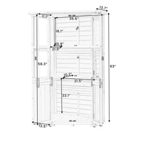 Mini Greenhouse Storage Shed: 63" Height, Wood, Waterproof and Secure image {5}
