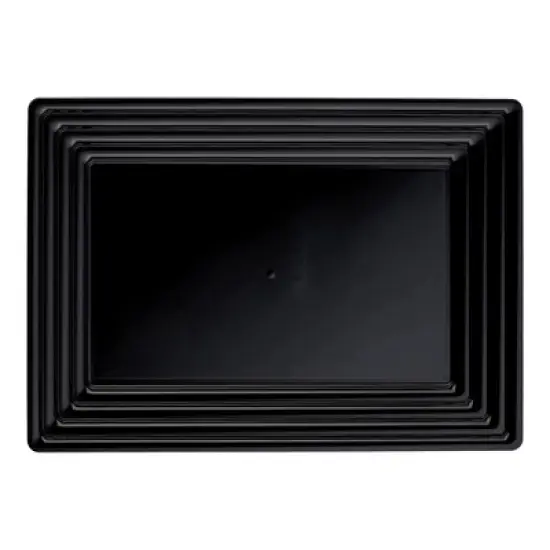 Smarty Had A Party 9" x 13" Black Rectangular Plastic Serving Trays - 24 pcs image {10}