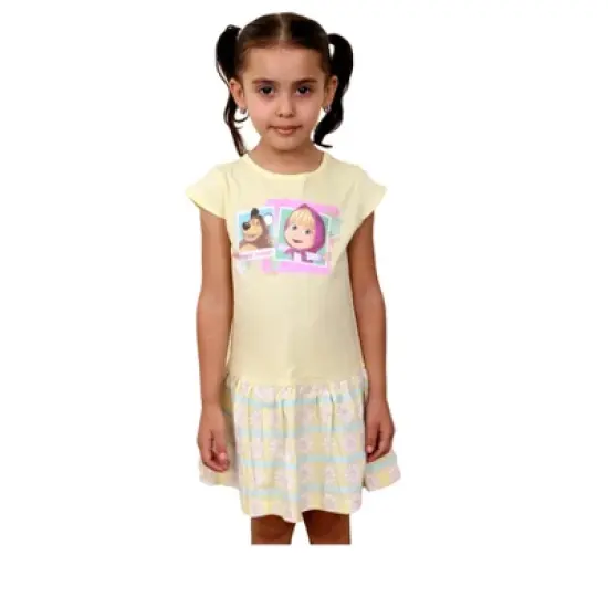 Masha and The Bear Short Sleeve Friends Forever Graphic Dress - Toddler image {1}