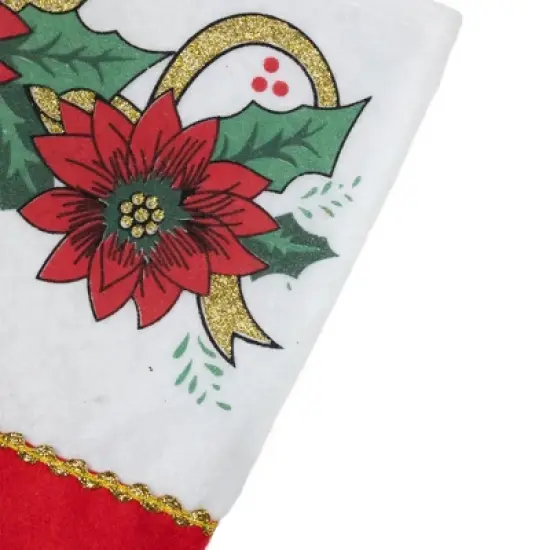 Northlight 19" Red, White and Gold Glittered Poinsettia Christmas Stocking image {2}