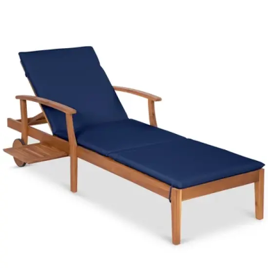Best Choice Products 79x26in Acacia Wood Outdoor Chaise Lounge Chair w/ Adjustable Backrest, Table, Wheels image {10}