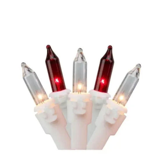 Northlight Mini Incandescent Christmas Lights - Red and Clear - 10' White Wire - 50ct image {4}