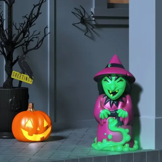 18" Blow Mold Magic Witch Halloween Decorative Prop Green - Hyde and EEK! Boutique&trade; image {1}