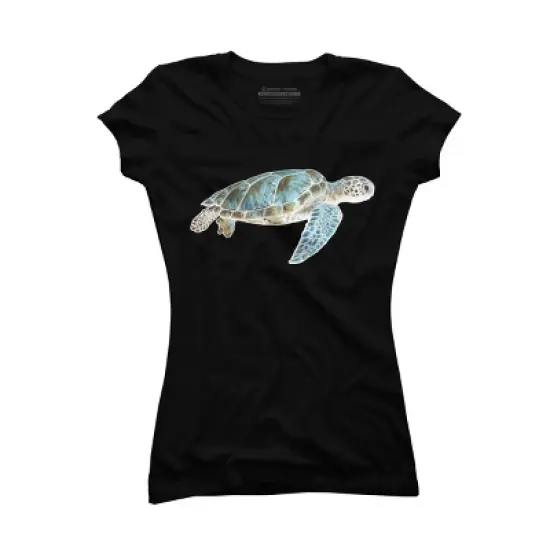 Junior's Design By Humans Sea turtle By Savousepate T-Shirt image {3}
