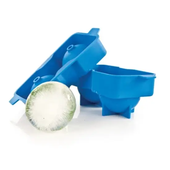 True Neptune Sphere Ice Cube Mold - Food-Safe Silicone Large Craft Ice Ball Maker Mold for Cocktails - 2.25 Inch Ice Spheres, Blue, 2-Piece Set of 1 image {4}