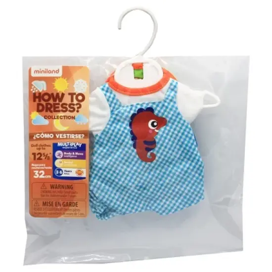 Miniland Educational Doll Clothes, Fits 12-5/8" Dolls, Warm Weather Jumper/Cap Set image {1}