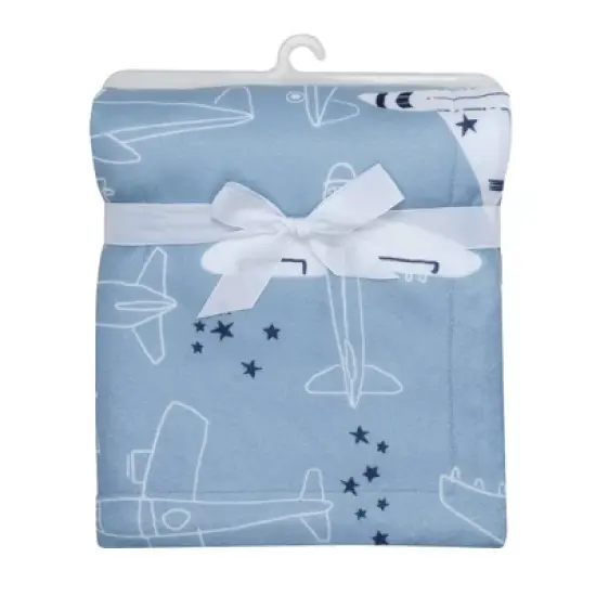 Bedtime Originals Little Aviator Blue/White Airplane Soft Fleece Baby Blanket image {4}