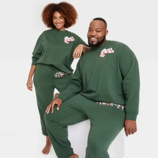 Adult's Peanuts Graphic Sweatshirt - Dark Green image {4}