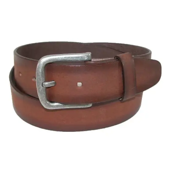 CTM Men's Big & Tall Burnished Leather Bridle Belt with Removable Buckle image {2}