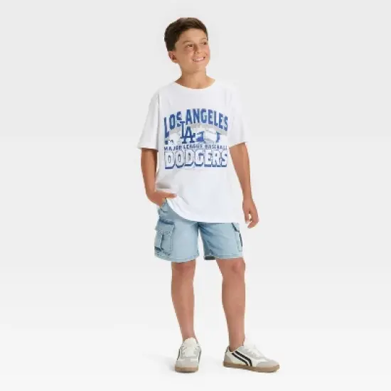 Boys' Los Angeles Dodgers Oversized Short Sleeve Graphic T-Shirt - White image {3}