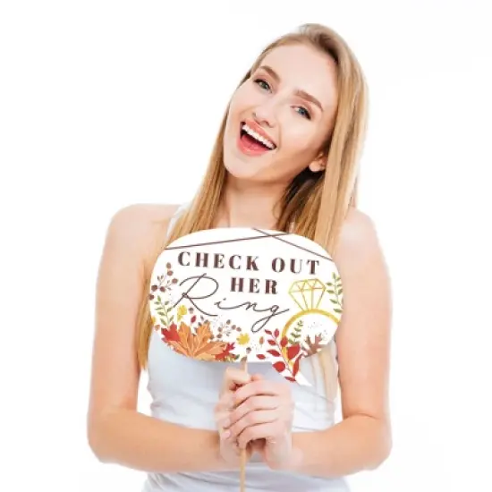 Big Dot of Happiness Fall Foliage Bride - Autumn Leaves Bridal Shower and Wedding Party Photo Booth Props Kit - 20 Count image {2}