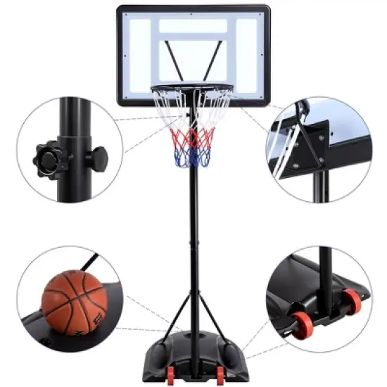 Yaheetech 7.2-9.2ft Height-Adjustable Basketball Hoop System Black image {3}
