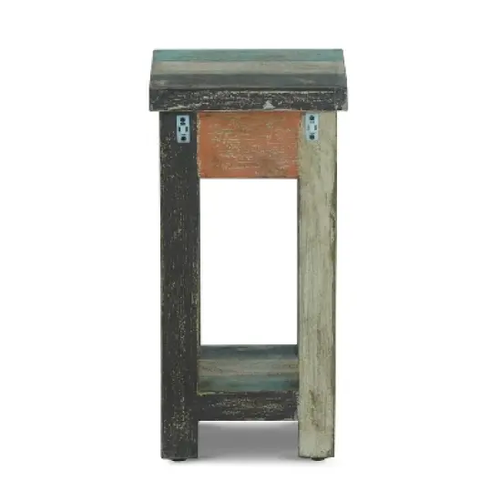 Meader Boho Handmade Distressed Mango Wood End Table - Christopher Knight Home image {6}