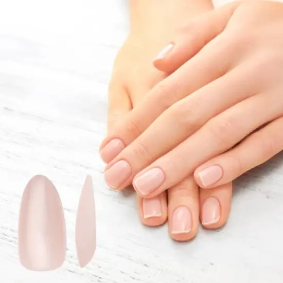 Unique Bargains Women's Short Almond Nails Tips XS Pink 1 Pc image {1}