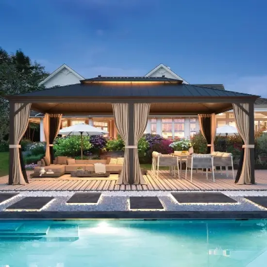 Erommy 14' x 20' Hardtop Gazebo Galvanized Steel Outdoor Canopy Aluminum Frame image {3}