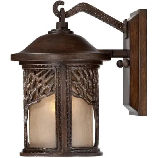 John Timberland Rustic Outdoor Wall Light Fixture Bronze 9 1/2" Tree Etched Glass Sconce for Exterior House Deck Patio Porch Lighting image {4}