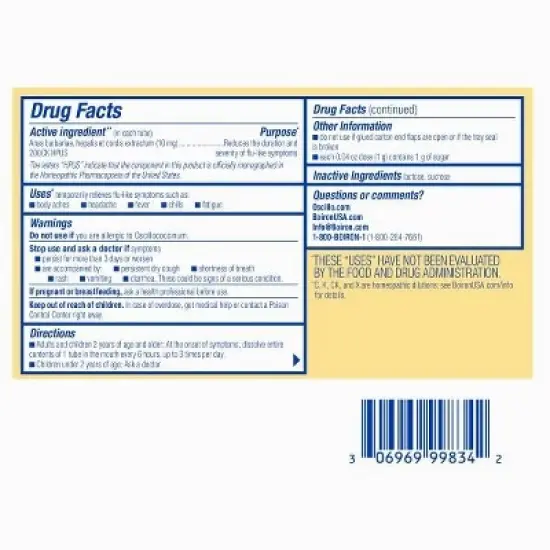 Oscillococcinum by Boiron Homeopathic Medicine For Flu-Like Symptoms  -  12 Doses image {4}