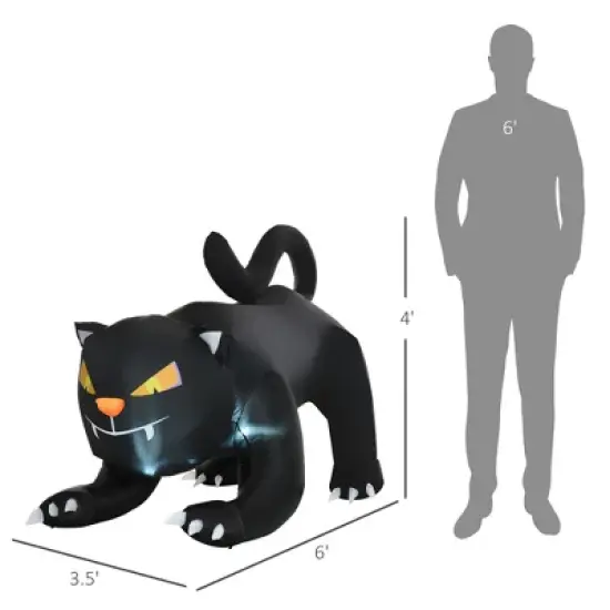 Inflatable Halloween Black Cat, Blow Up Outdoor LED Yard Display image {1}